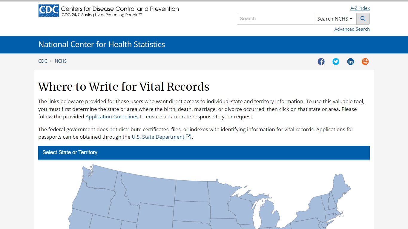 Where to Write for Vital Records - Homepage - Centers for Disease ...